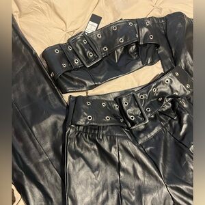 Fashion nova set black “leather”